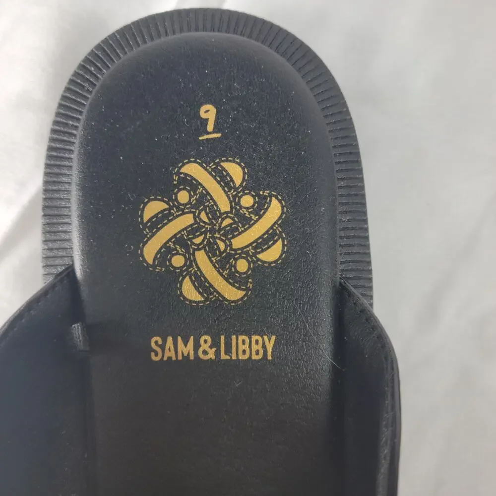 Sam & Libby Womens Chain Loafers Size 9 Black Patent Lug Sole Slip On Shoes